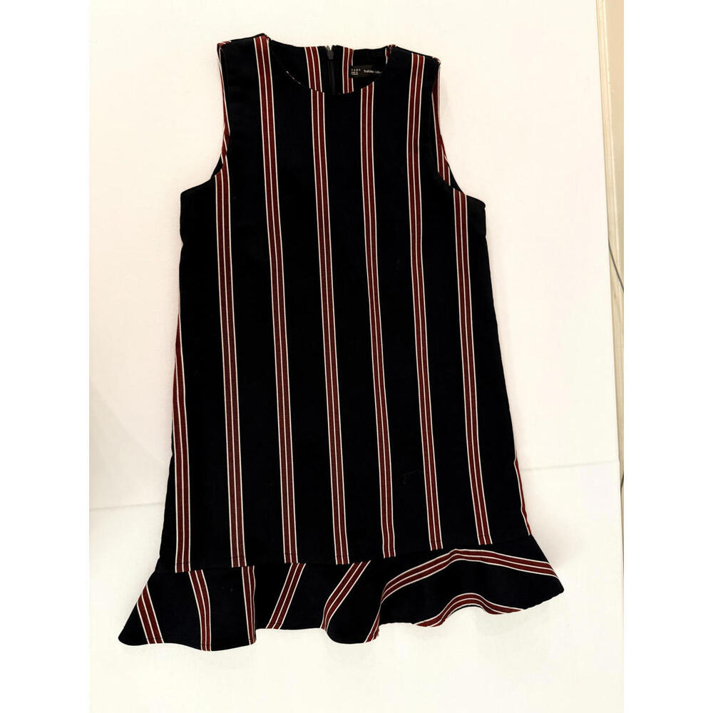 Zara Trafaluc Collection Sleeveless Striped Dress with Ruffle Hem